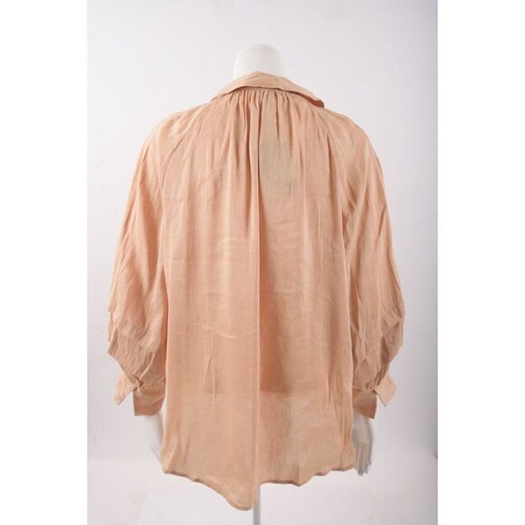 Massimo Dutti Womans Blouse Shirt Top Size S Silk Linen Peach 5108/575 NWT - Picture 3 of 6